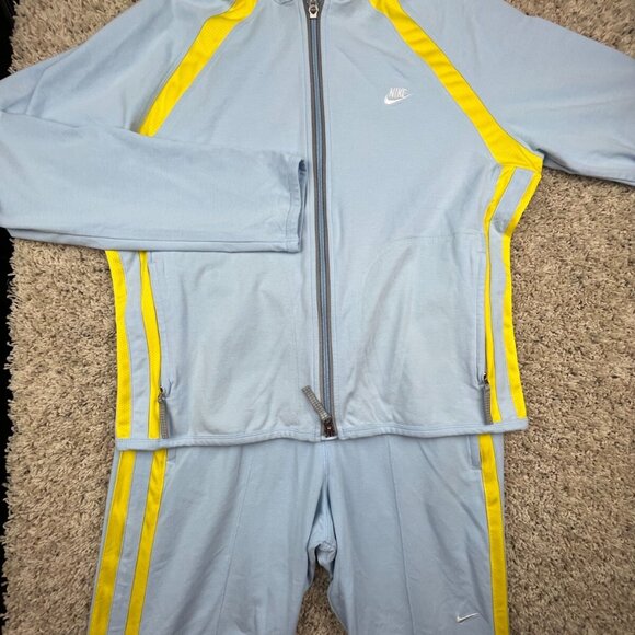 Vintage Nike Tracksuit Youth Large, Medium Blue Yellow Jacket, Joggers w Logos - Picture 1 of 16